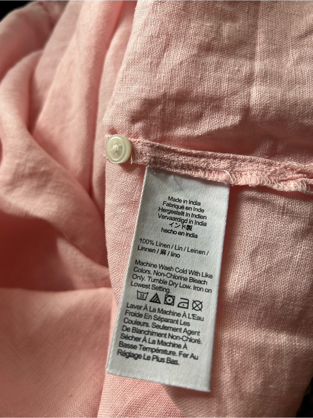 J. Crew Pink Linen Ruffle Short-Sleeve Button-Up Blouse - Picture 4 of 4